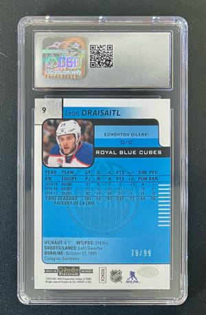2017-18 O-Pee-Chee Platinum Leon Draisaitl Blue Cubes /75 CSG 10 back